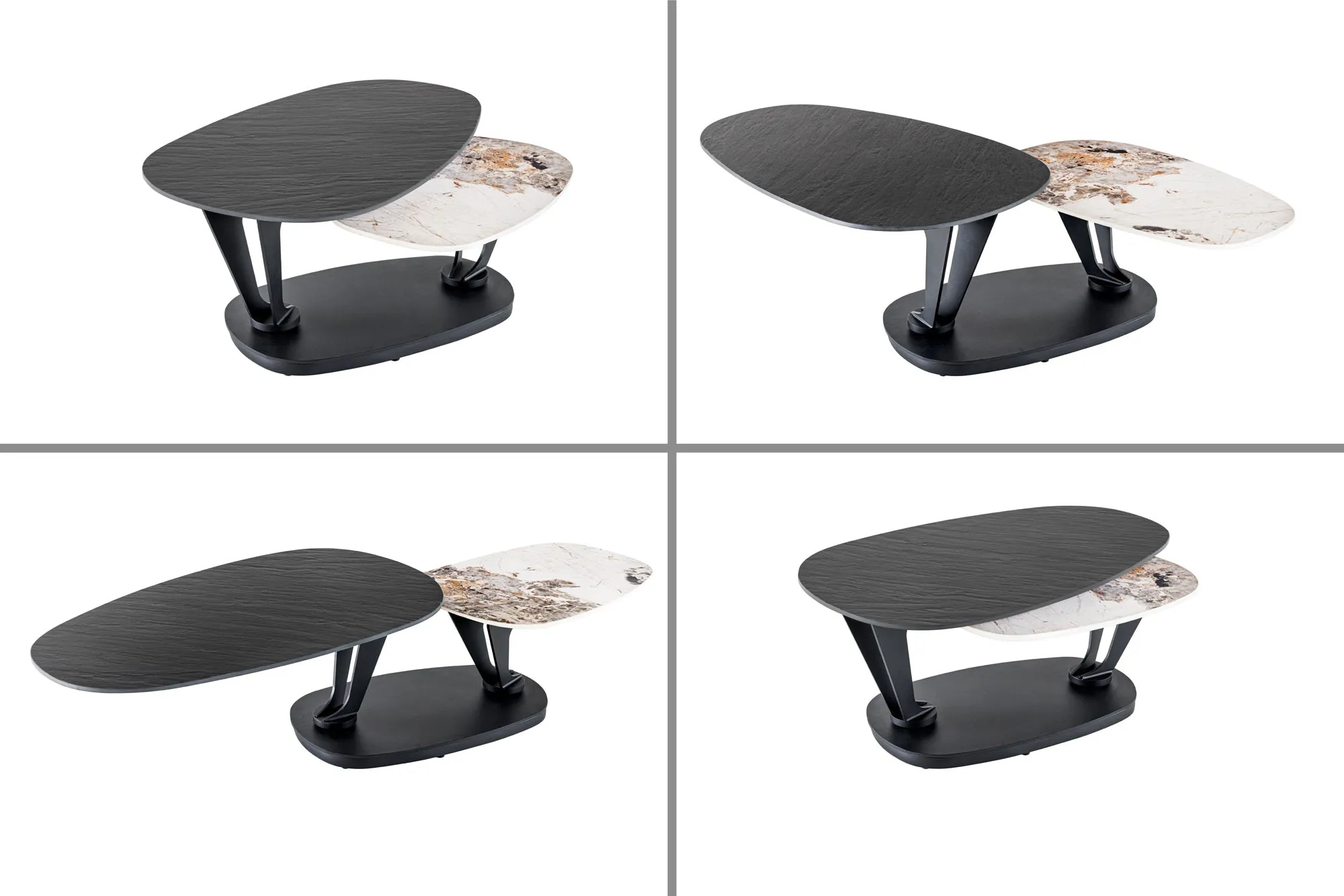 Rotating Coffee Table Axis 95-160cm Ceramic Natural Stone Look