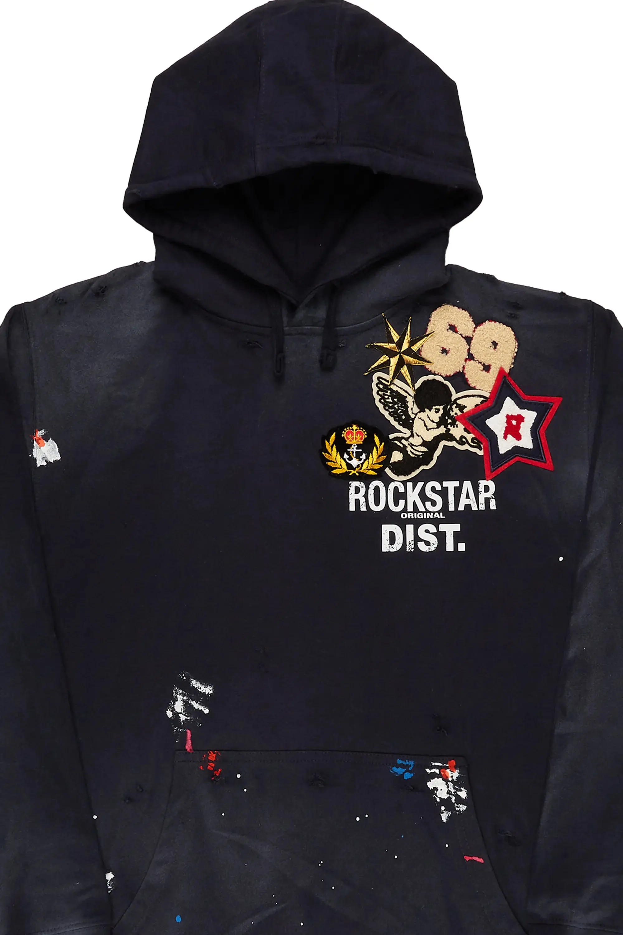 Samuel Navy Patchwork Graphic Hoodie