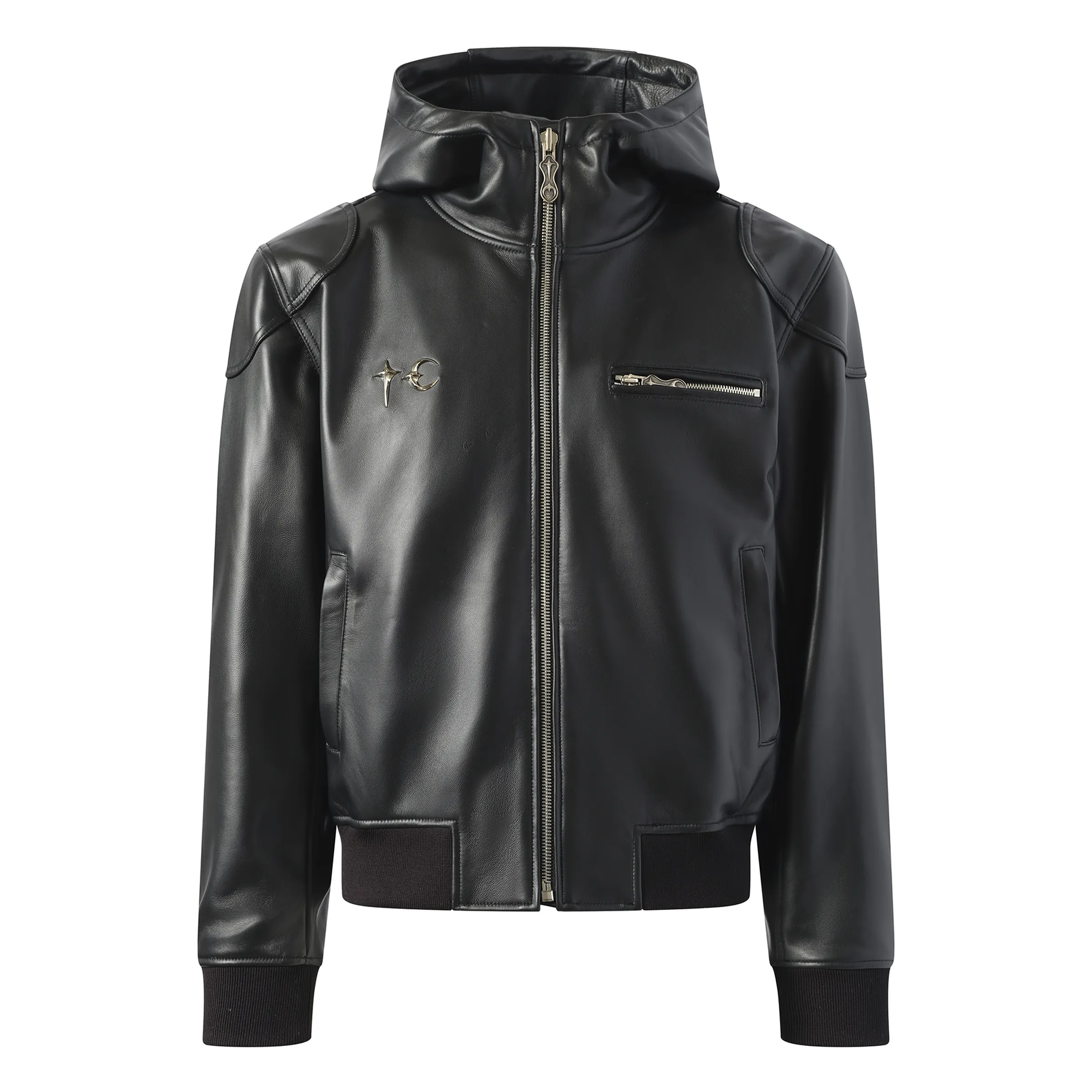Slim Rock Leather Jacket in Black