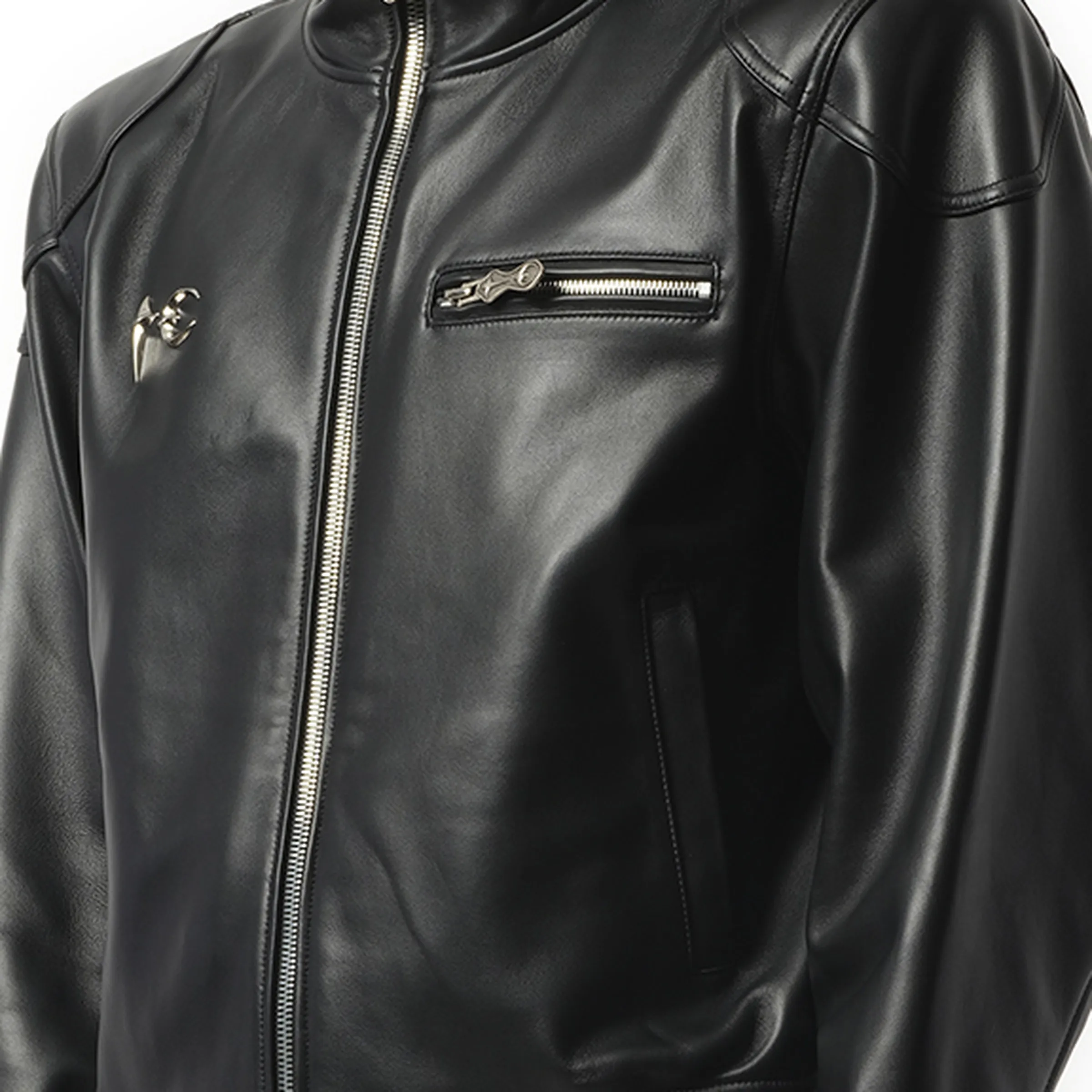Slim Rock Leather Jacket in Black