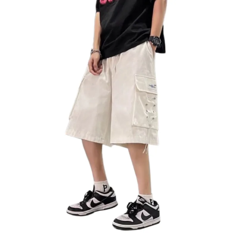 Solid Color Drawstring Casual Shorts