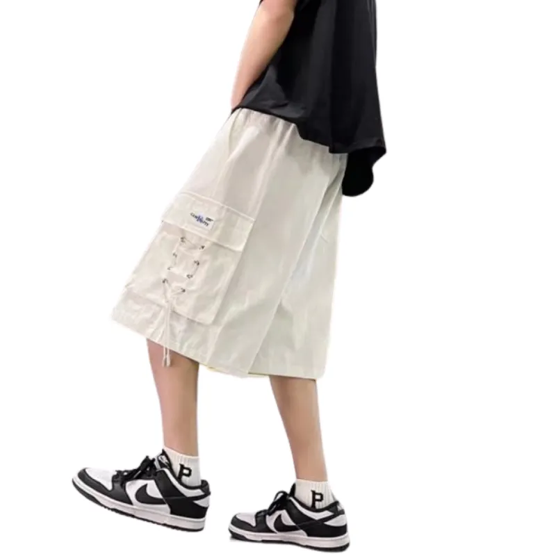 Solid Color Drawstring Casual Shorts