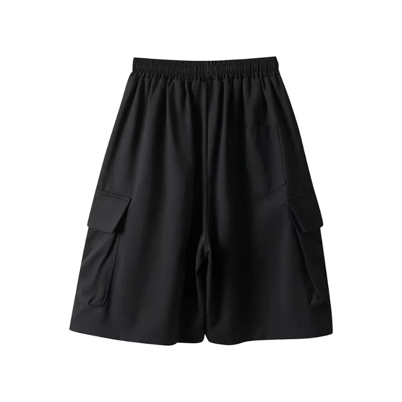 Solid Color Drawstring Casual Shorts