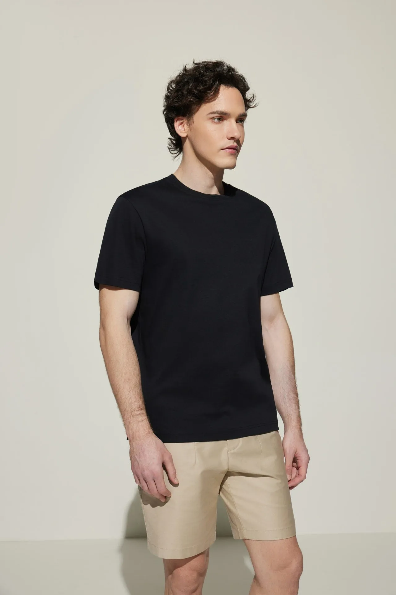 Super Soft Mercerized Pure Cotton Relax Fit Short Sleeve T-Shirt with Logo