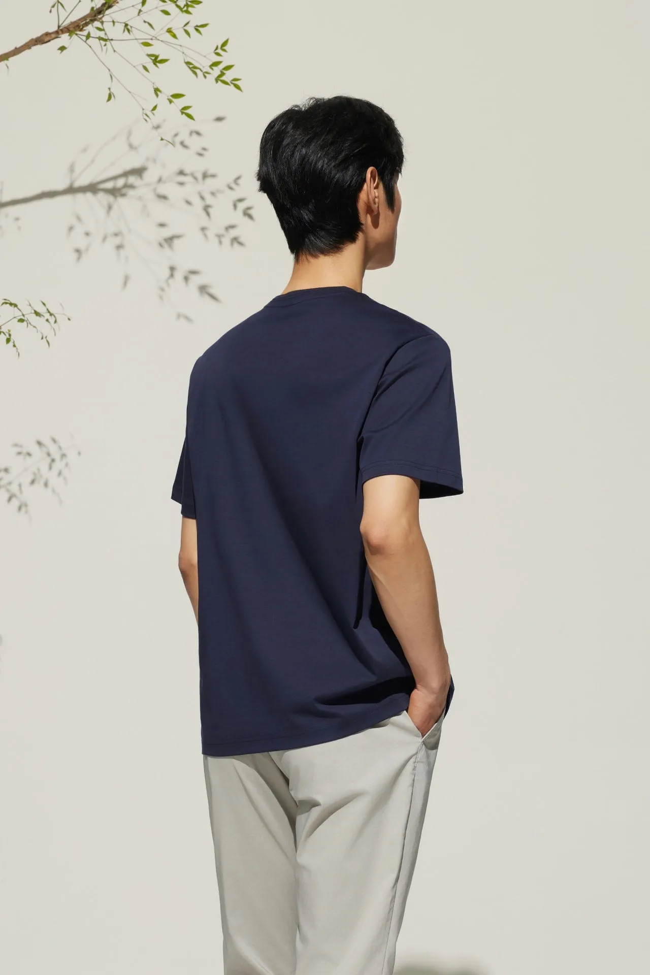 Super Soft Mercerized Pure Cotton Relax Fit Short Sleeve T-Shirt with Logo
