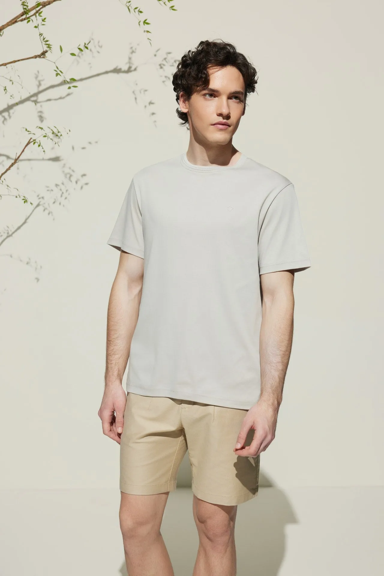 Super Soft Mercerized Pure Cotton Relax Fit Short Sleeve T-Shirt with Logo
