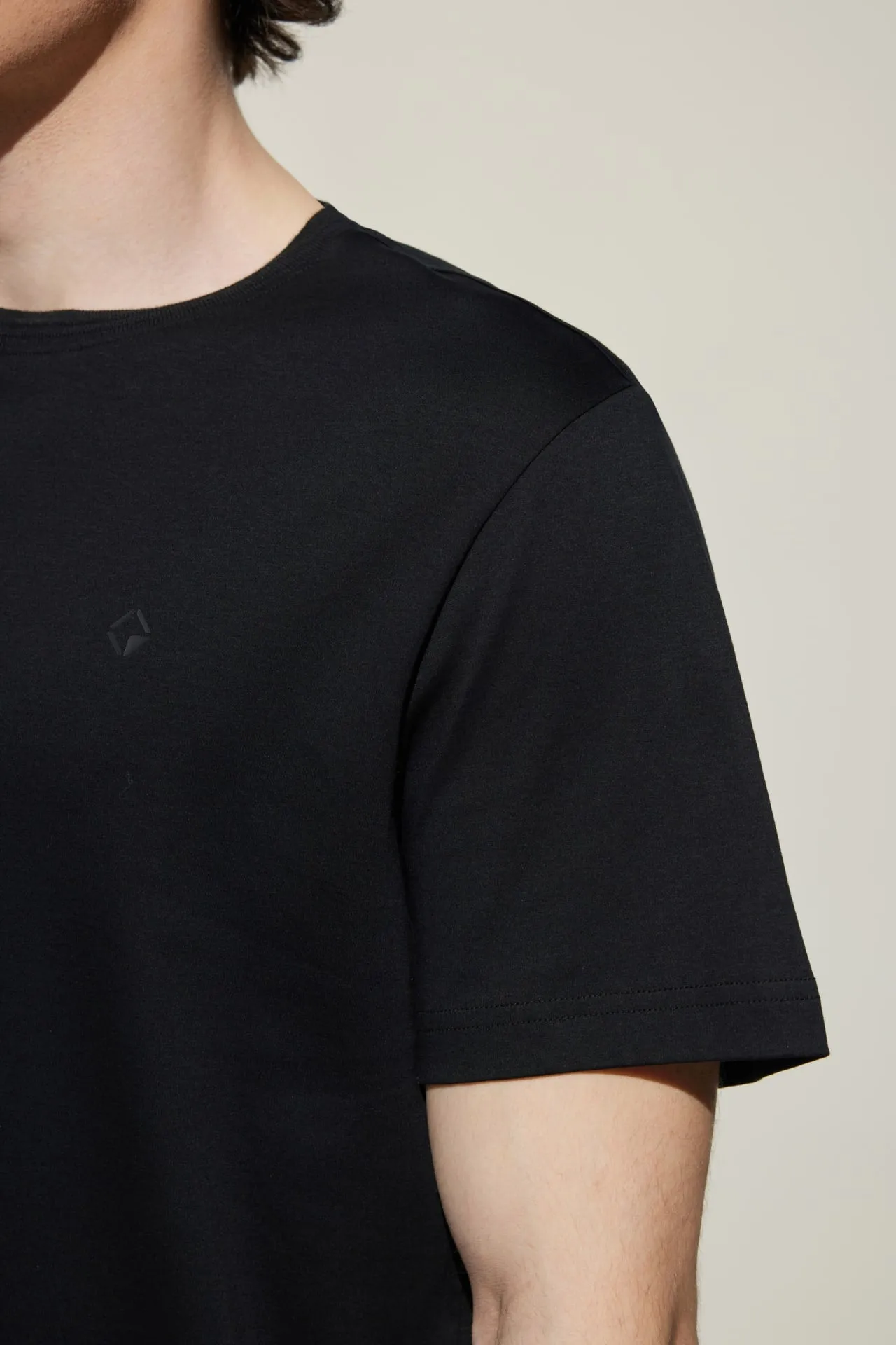 Super Soft Mercerized Pure Cotton Relax Fit Short Sleeve T-Shirt with Logo