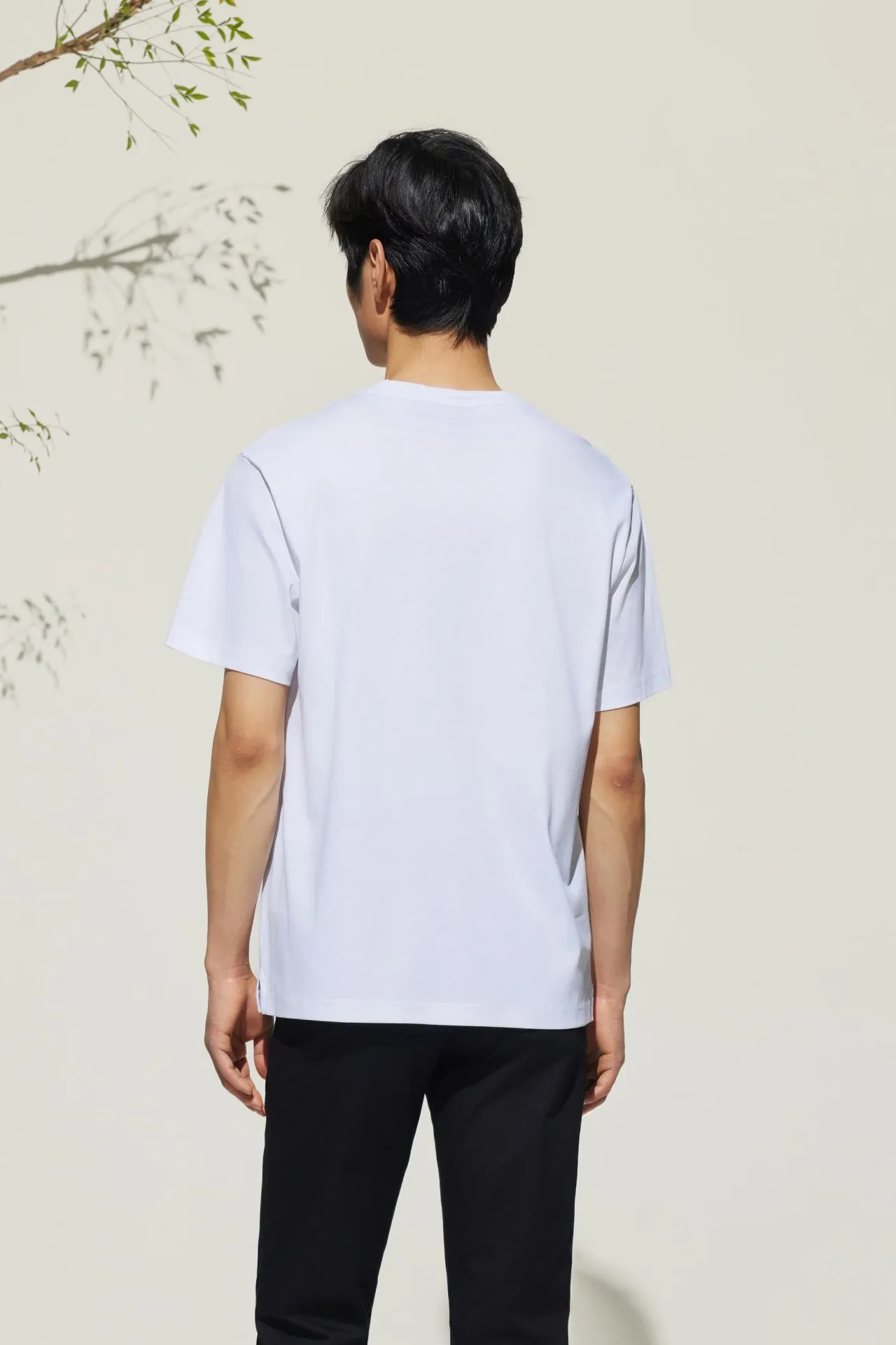 Super Soft Mercerized Pure Cotton Relax Fit Short Sleeve T-Shirt with Logo