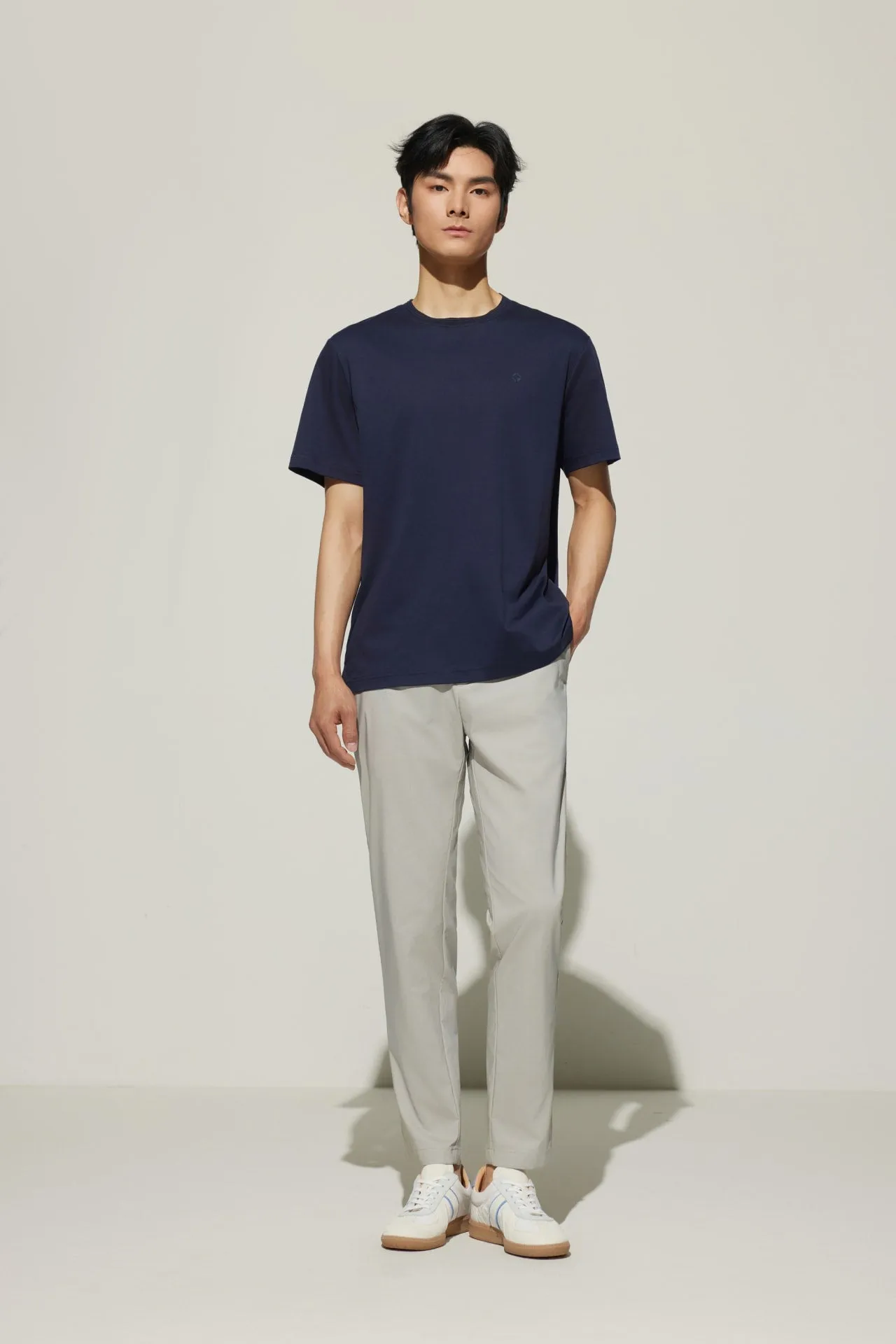 Super Soft Mercerized Pure Cotton Relax Fit Short Sleeve T-Shirt with Logo