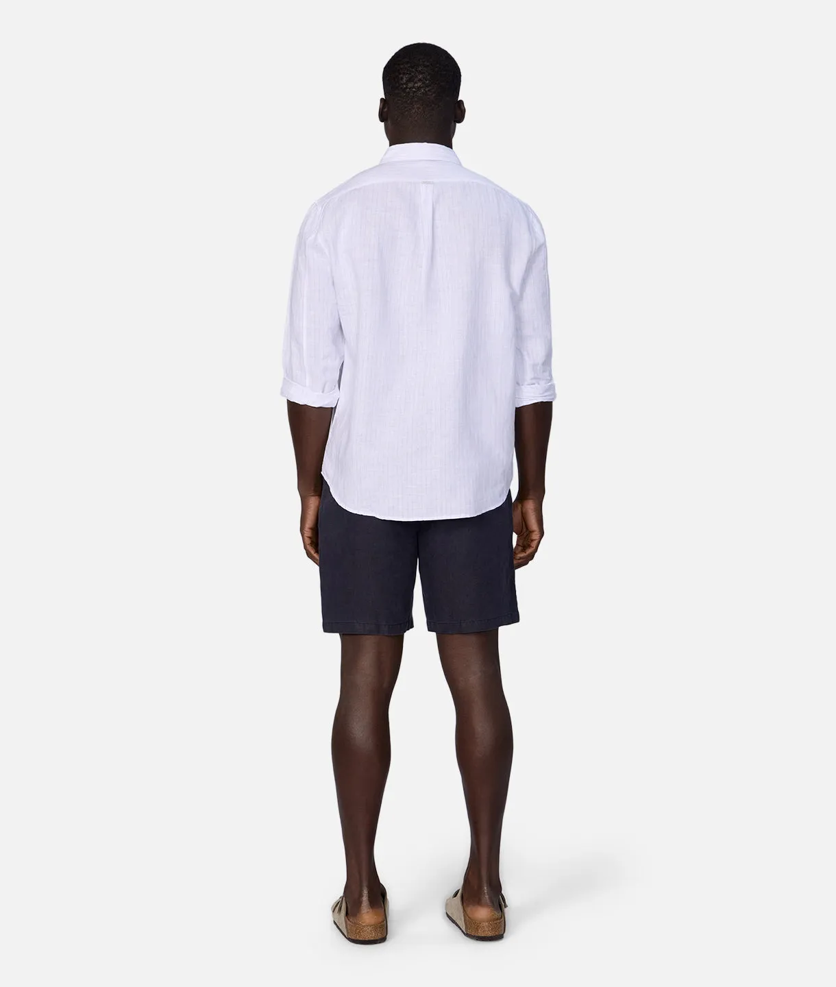 The Napoli Linen Ls Shirt - White Light Blue