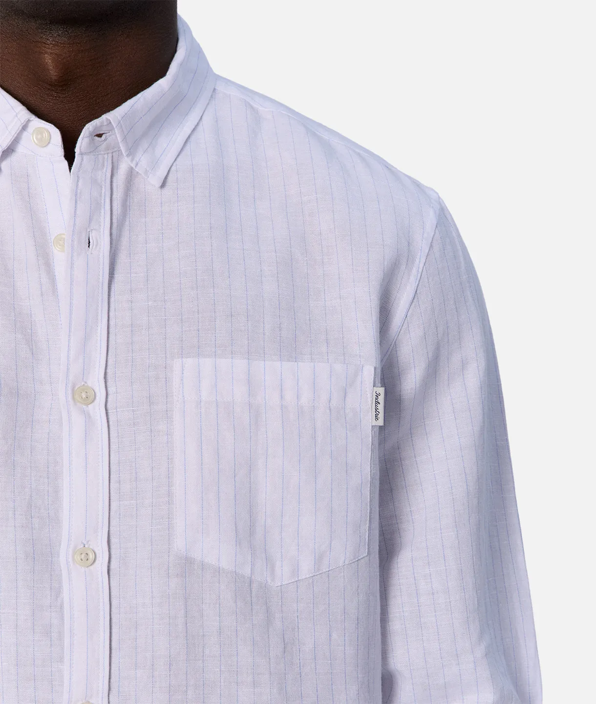 The Napoli Linen Ls Shirt - White Light Blue