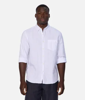 The Napoli Linen Ls Shirt - White Light Blue