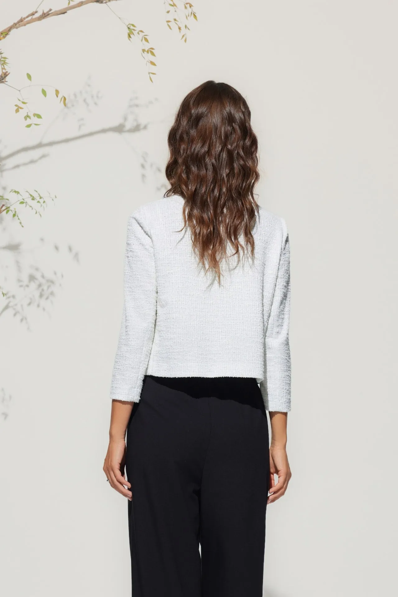 Tweed V-Neck Knit Jacket