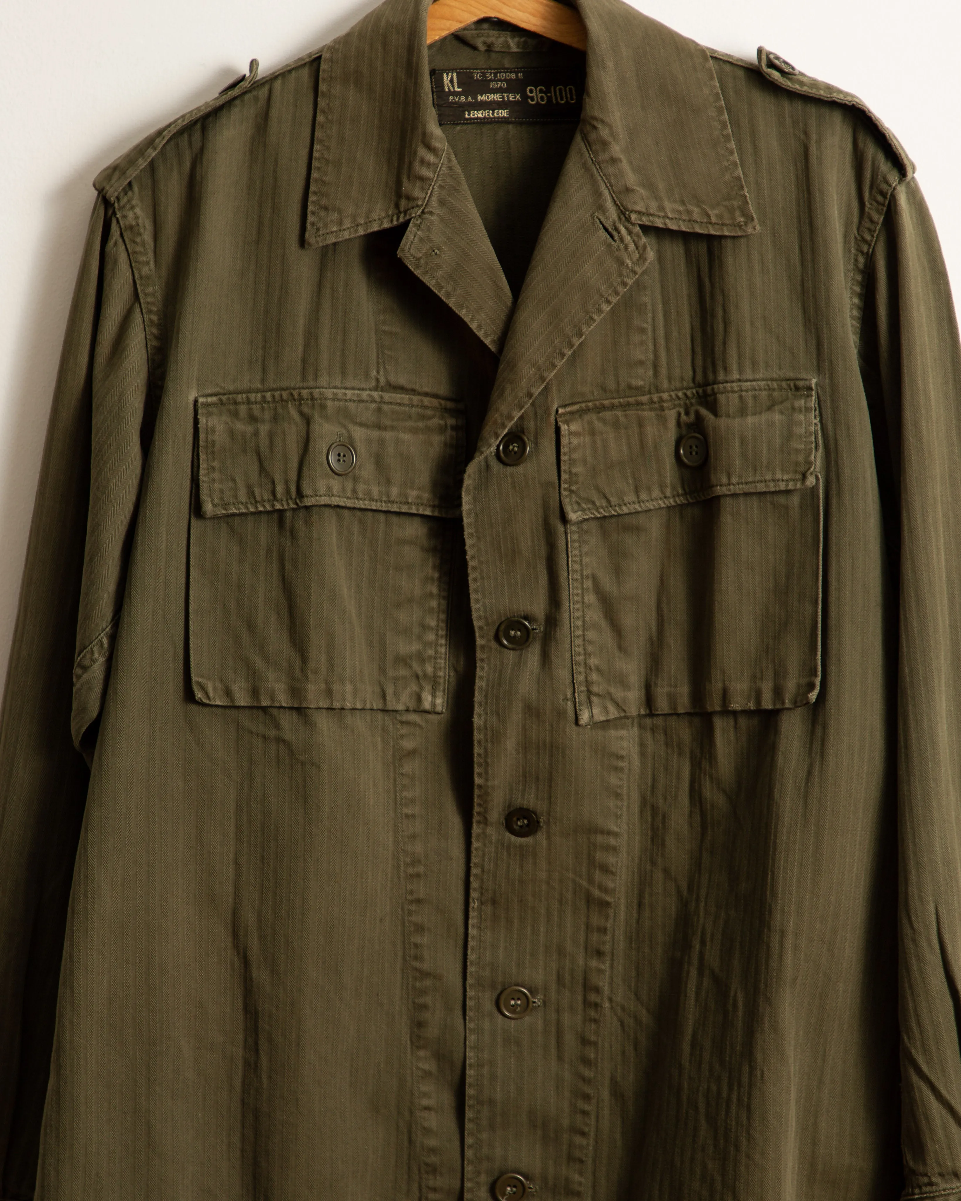 Vintage 70's P.V.B.A. Monetex Herringbone Army Shirt Jacket