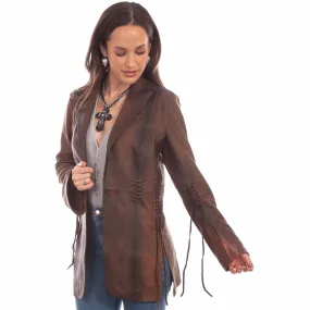 Vintage Brown Long Leather Coat by Scully at Bourbon Cowgirl