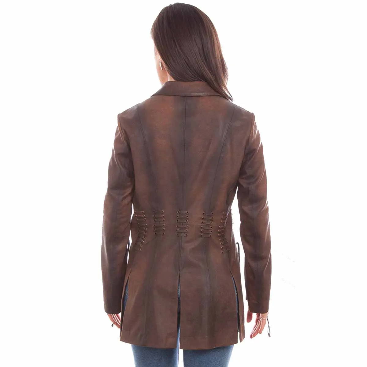 Vintage Brown Long Leather Coat by Scully at Bourbon Cowgirl