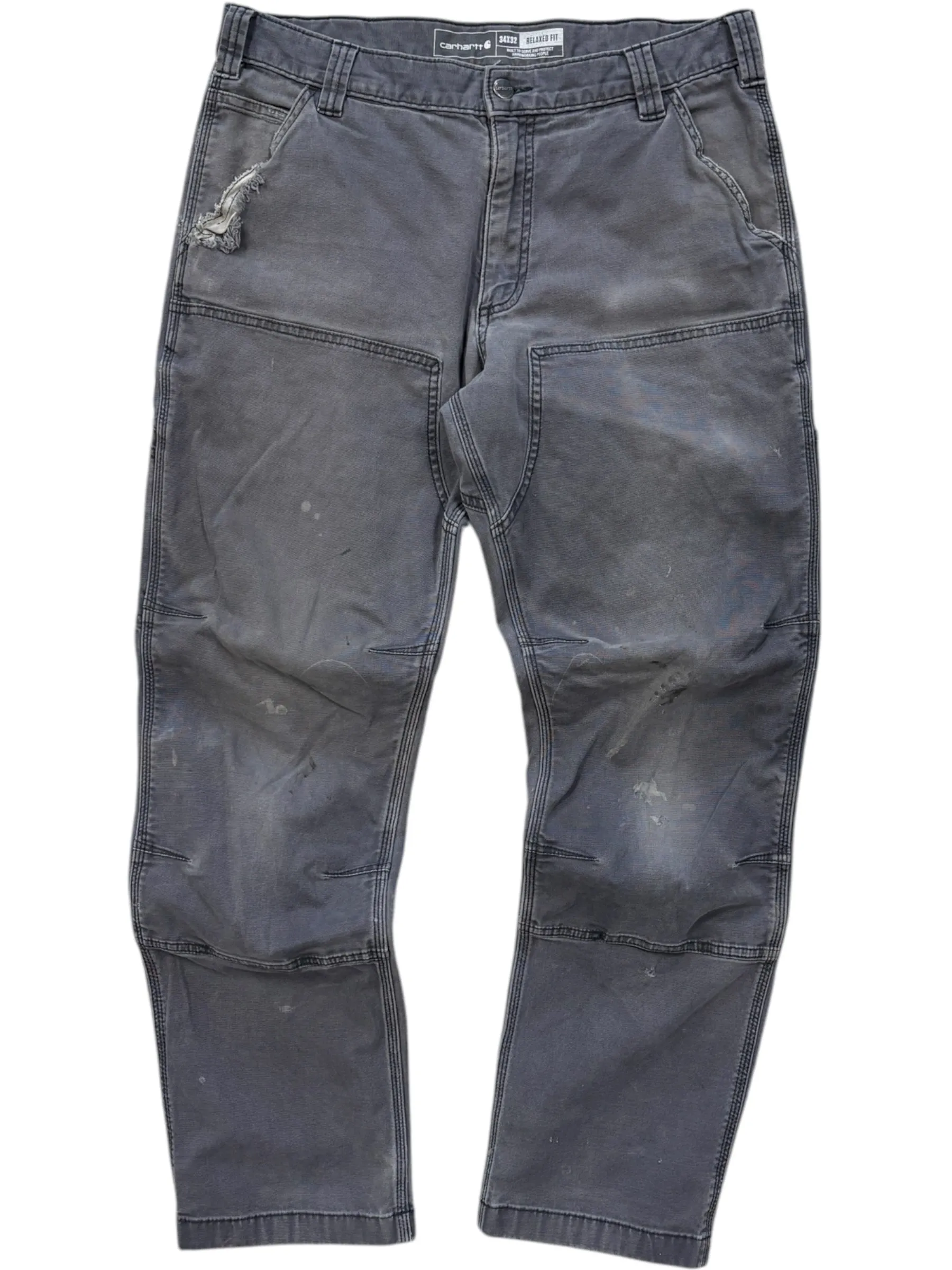 Vintage Carhartt Relaxed Fit Double Knee Grey Work Pants