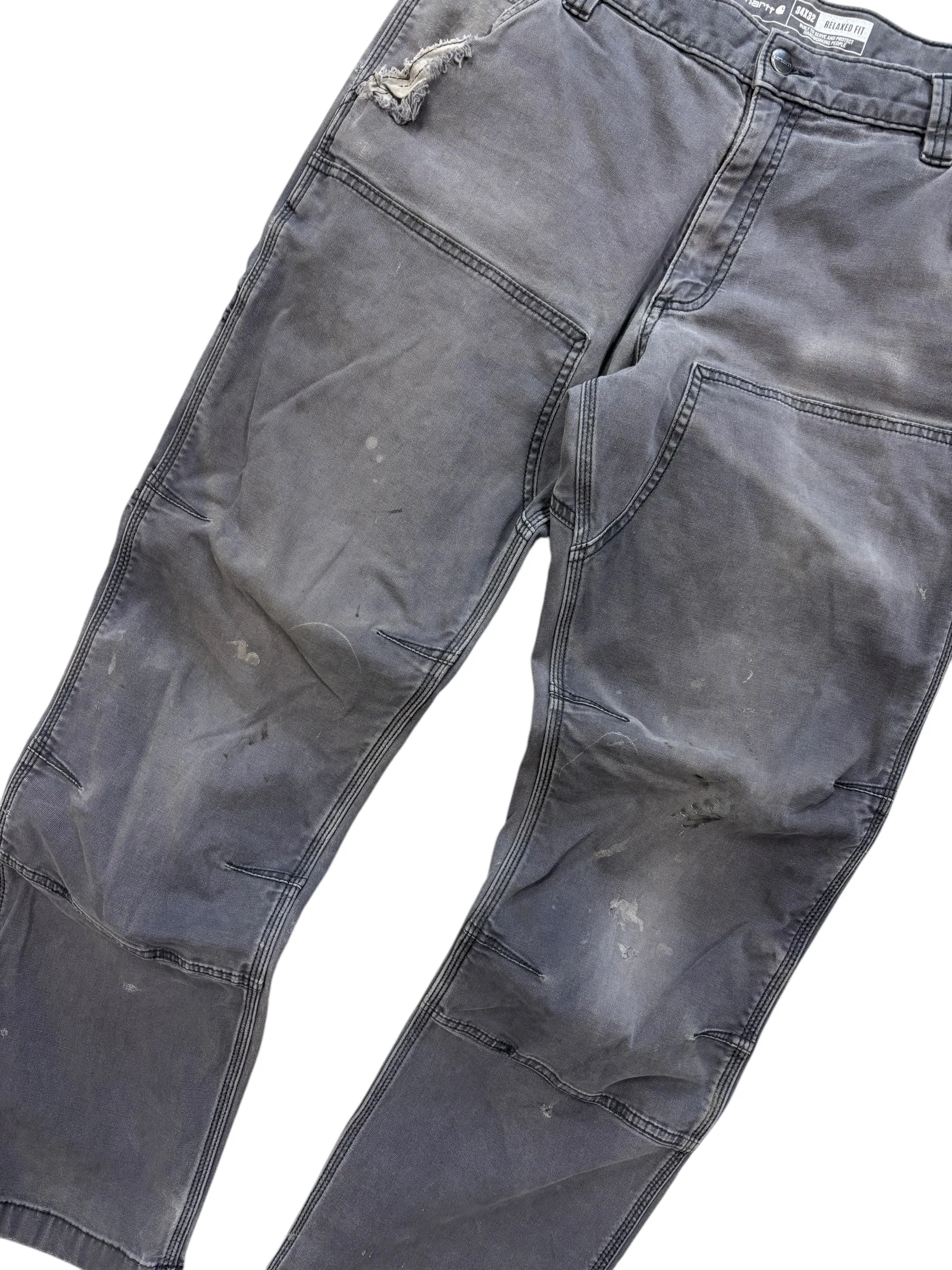 Vintage Carhartt Relaxed Fit Double Knee Grey Work Pants