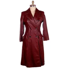 Vintage Etienne Aigner Leather Trench Coat 1970s Size 38 Bust Sz 14