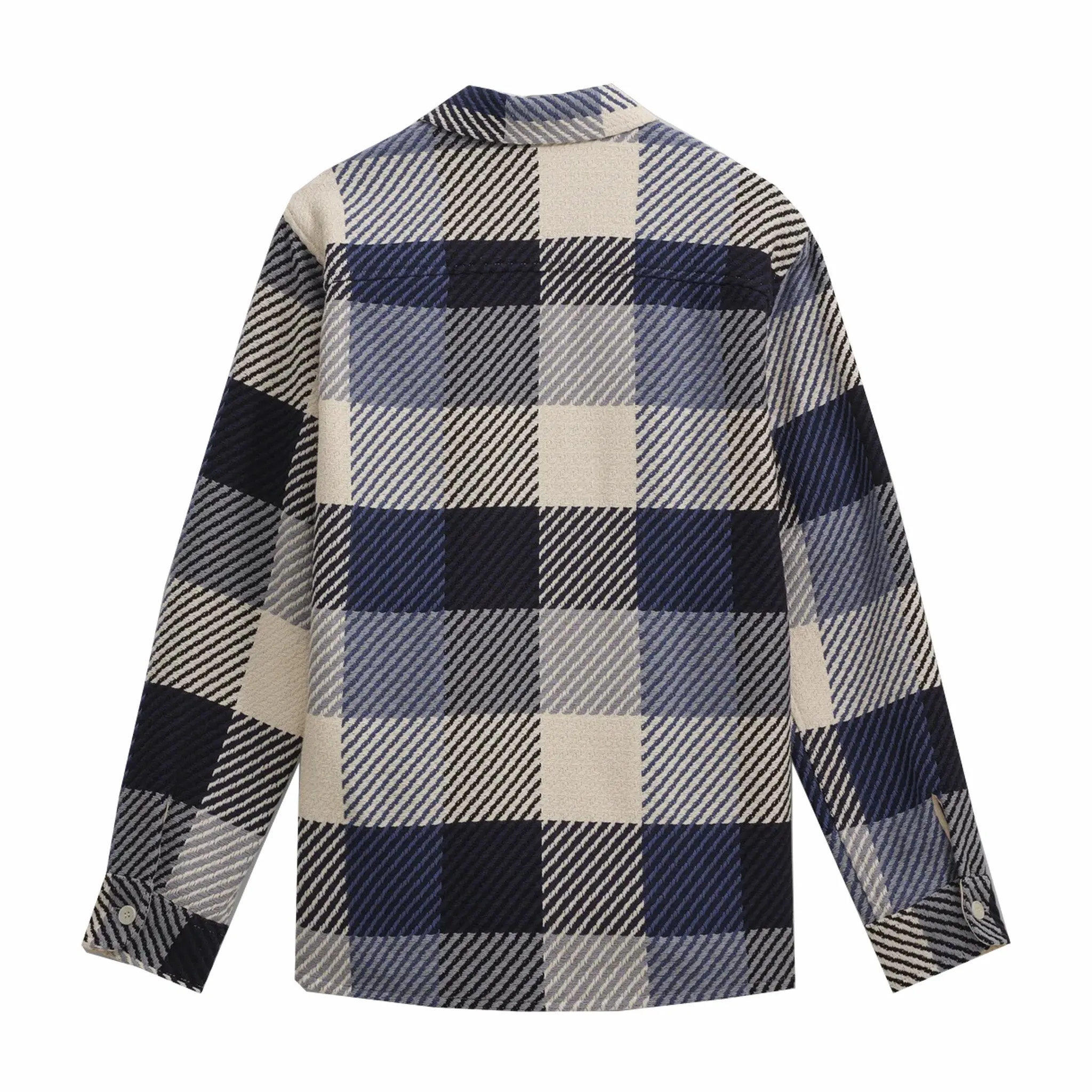 Wax London Whiting Block Check Overshirt (Navy/Ecru)