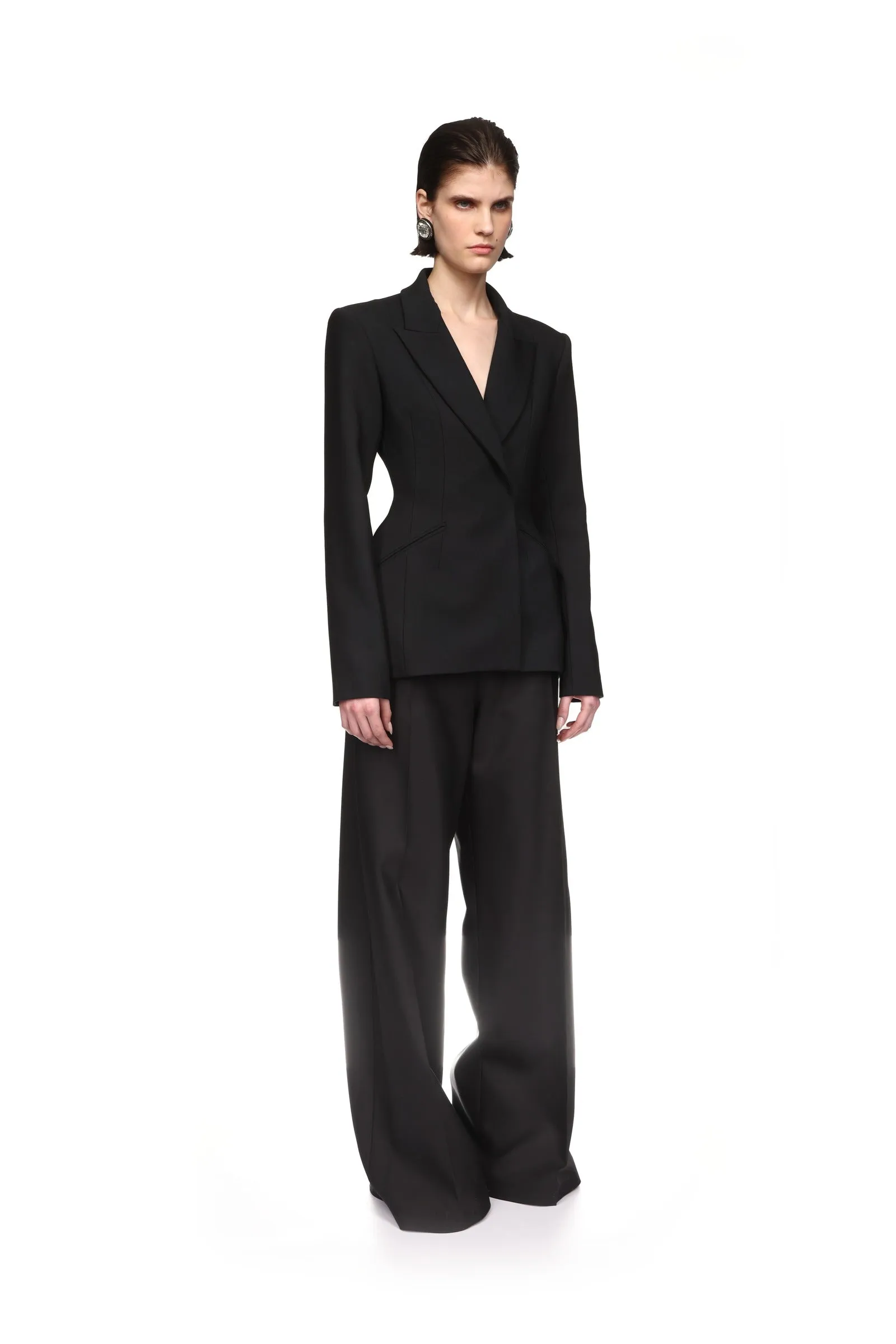 WIDE TAILORED TROUSERS IN BLACK