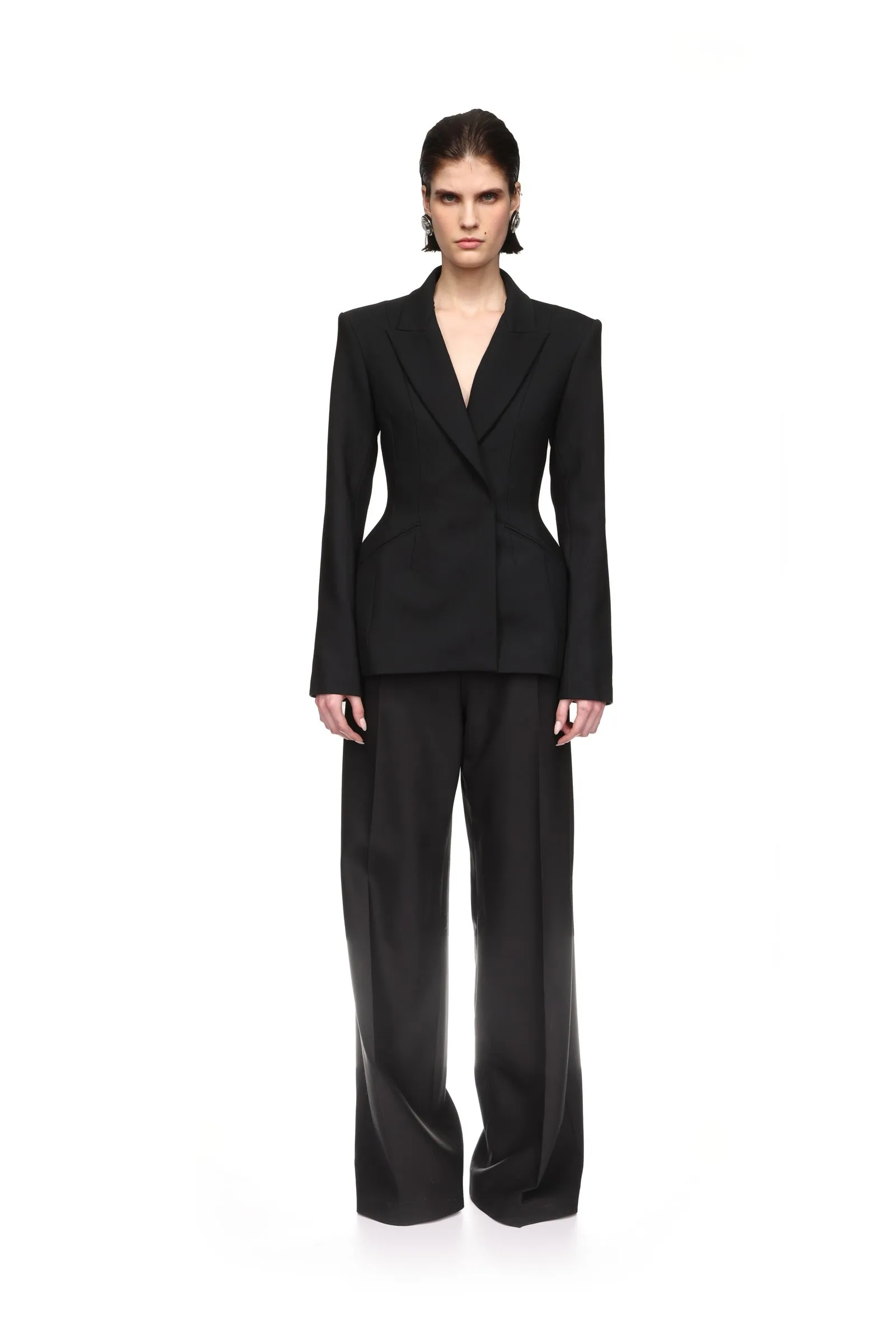 WIDE TAILORED TROUSERS IN BLACK