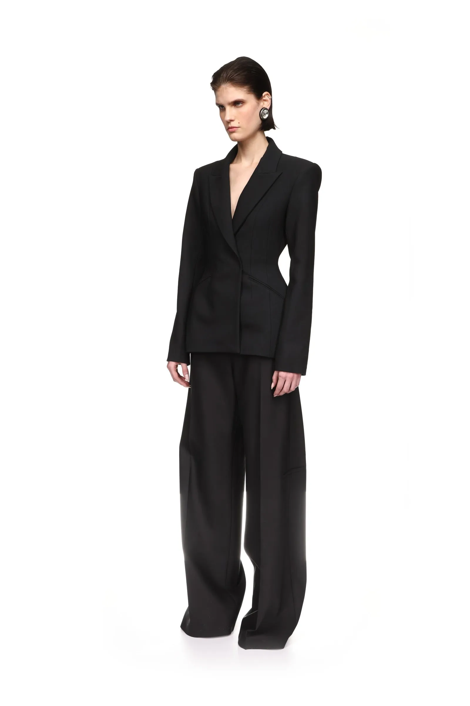 WIDE TAILORED TROUSERS IN BLACK