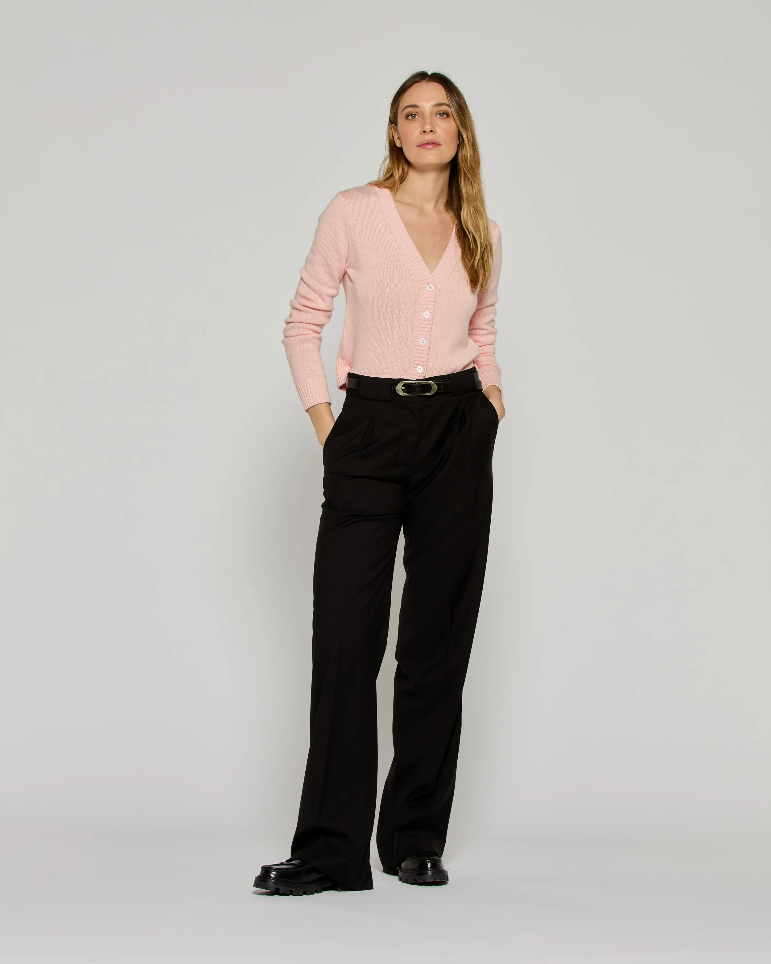 Wool Pleated Trouser - Black