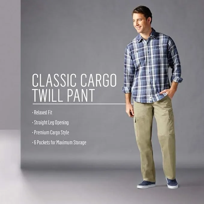Wrangler Authentics Men’s Twill Relaxed Fit Classic Cargo Pant Navy 34x30