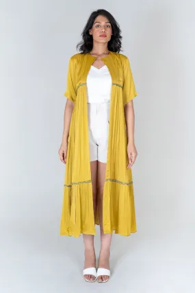 Yellow Braid Gathered Long Cape